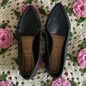 Leather upper black slip ons